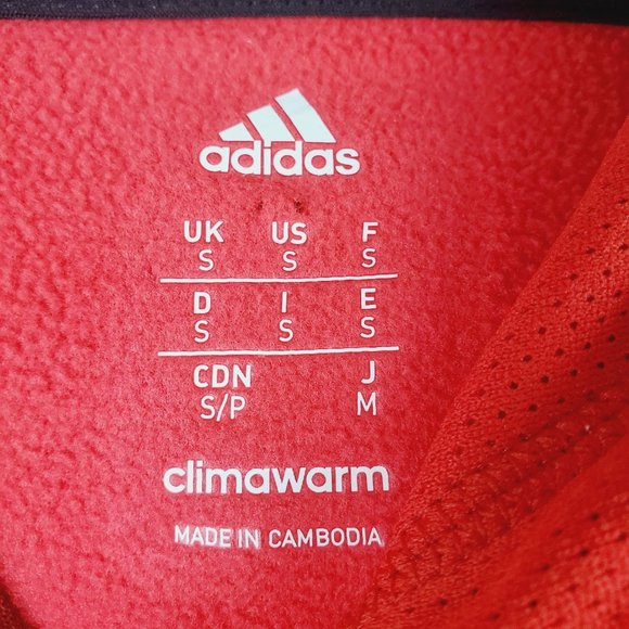 Adidas Men's Team Issue Red/Black Mélange Fleece Hoodie with Red Logo, Sz Sm - Picture 9 of 12